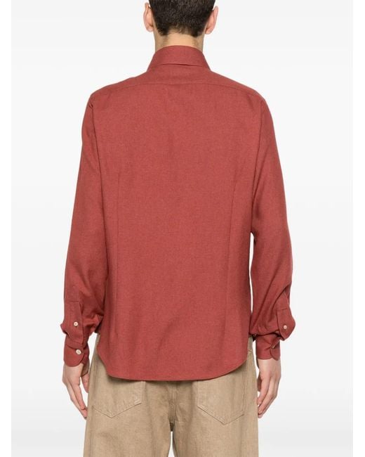 Eleventy Red Button-Down Long-Sleeve Shirt for men