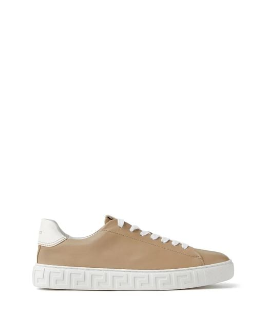 Versace White Greca Leather Sneakers for men