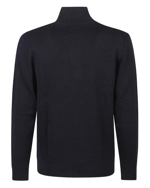 C P Company Blue Half-Zip Wool Sweater for men