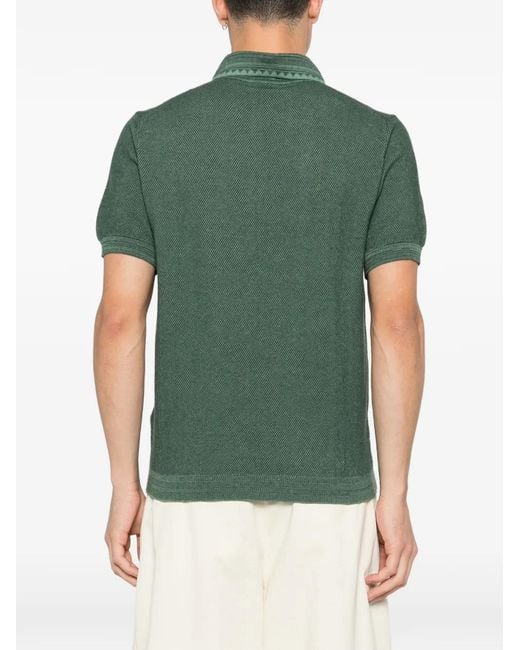 Etro Green Buttoned Pique Polo Shirt for men