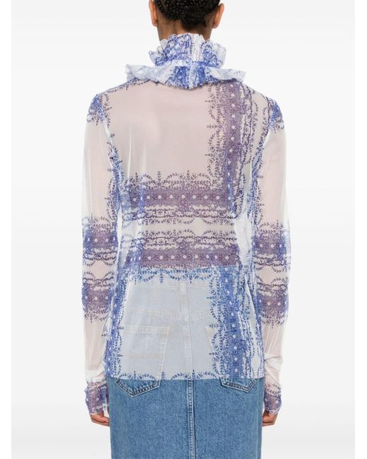 Blusa de tul con estampado floral Philosophy Di Lorenzo Serafini de color Blue