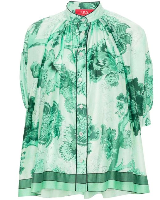 F.R.S For Restless Sleepers Green Bluse mit botanischem Print