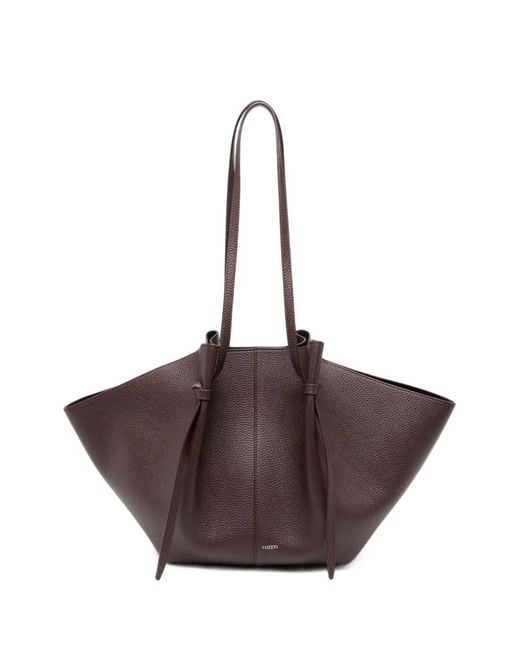Yuzefi Brown Large Mochi Pleated Leather Tote Bag