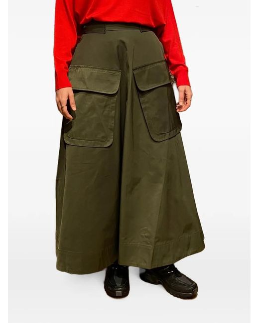 Psophia Green A-Line Cargo Midi Skirt