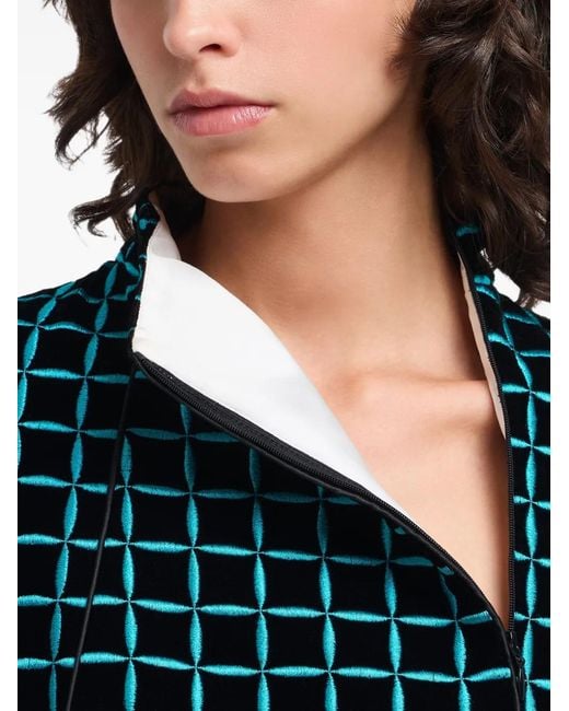 Emporio Armani Green Grid-Pattern Fitted Jacket
