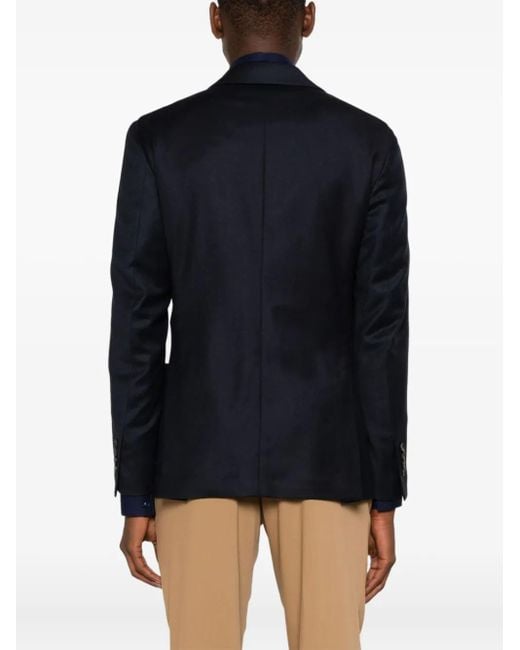 Lardini Blue Flannel Notched Lapel Brooch Blazer for men