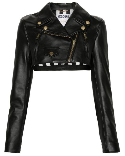 Moschino Black Leather Biker Jacket