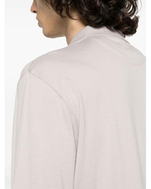 Eleventy White Long-sleeve Jersey Polo Shirt for men