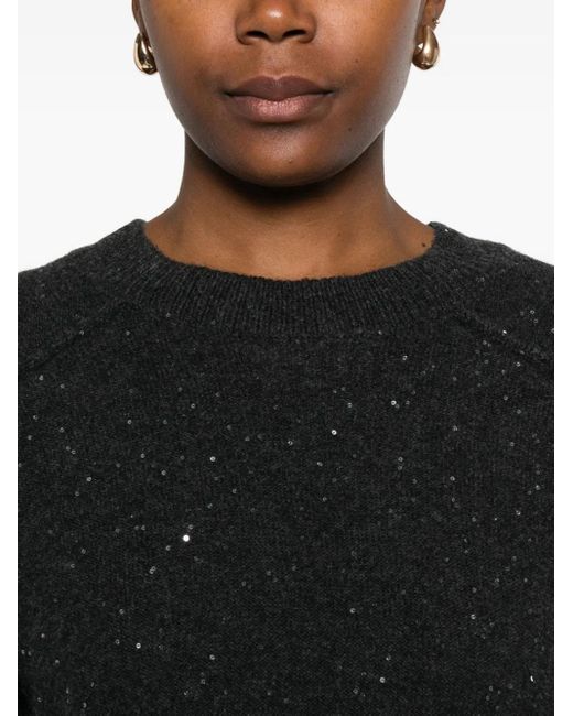 Antonelli Black Crasso Sequin-Embellished Sweater