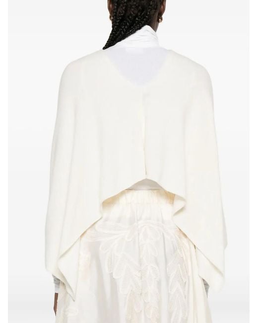 Bompard White Cowl-Neck Cashmere Poncho