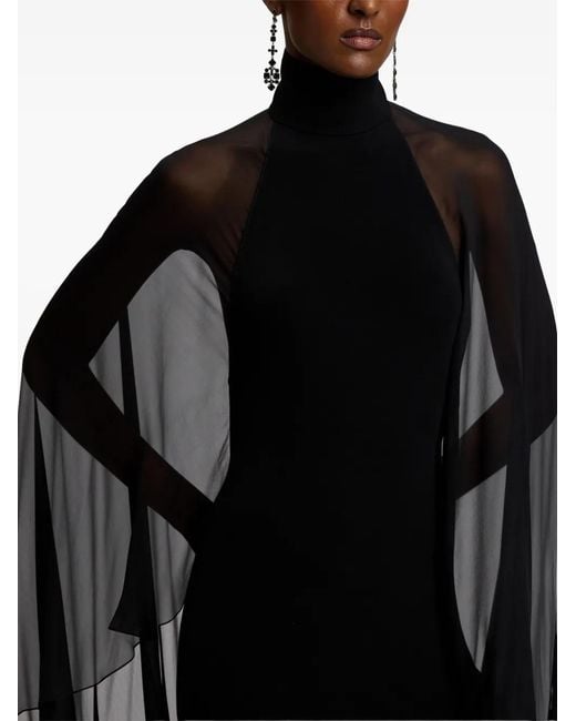 Ralph Lauren Black High-Neck Cape Maxi Dress