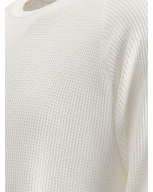 Beams Plus White Cotton Sweater for men