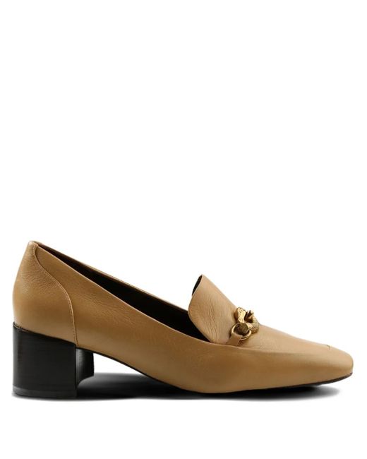 Tory Burch Brown Jessa Chain-Embellished Block-Heel Pumps