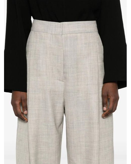 Studio Nicholson White Vai Tropical Pleated Wool Trousers