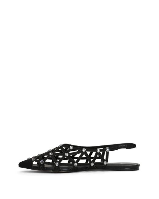 Carrano White Rhinestone-Embellished Ballerina Shoes