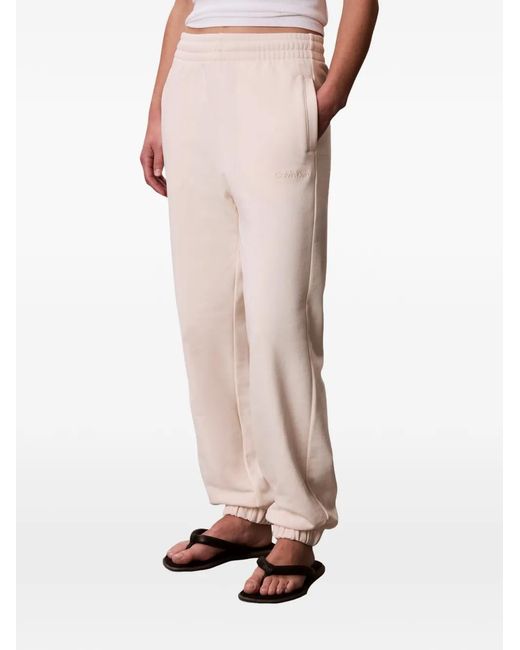 Calvin Klein White Logo-Embroidered Track Pants