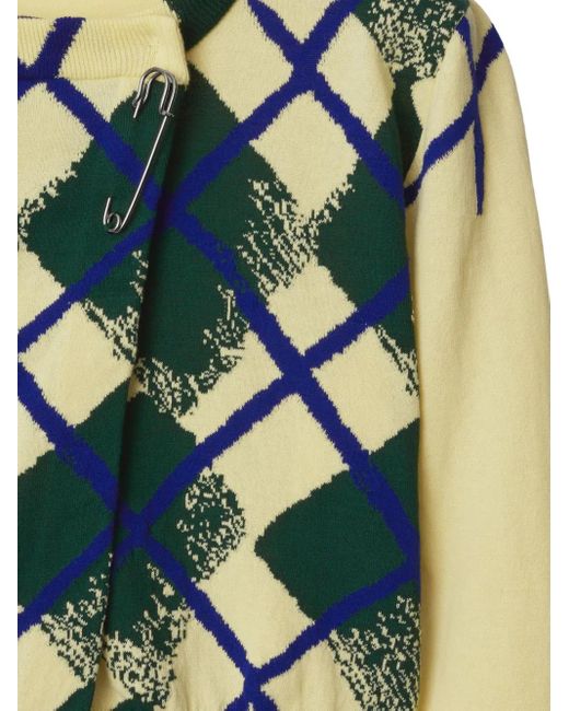 Burberry Blue Argyle-Intarsia Cropped Cotton Jumper