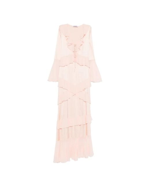 LES FILLES D'EVA Pink Ruffled-Details Maxi Dress
