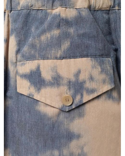 Laneus Blue Tie-Dye Elasticated-Waistband Trousers for men