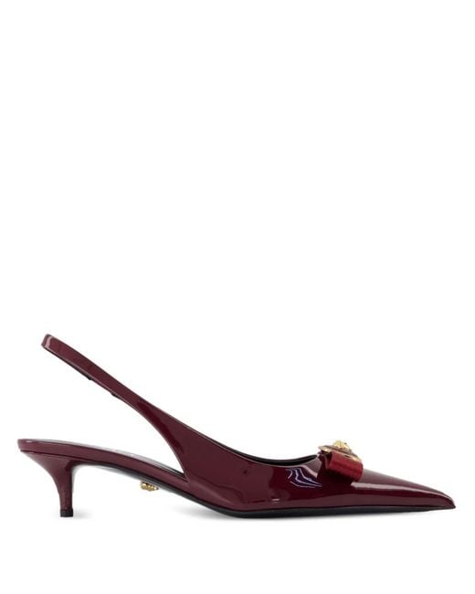 Versace Schoenen ,Rood ,Leer Bourgondische Leren Pumps Met Puntige Neus in het Brown