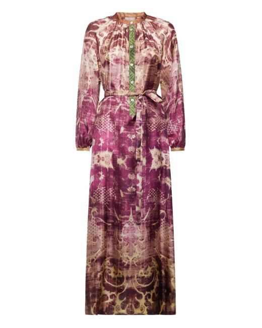 Pierre Louis Mascia Pink Abstract-Print Maxi Dress