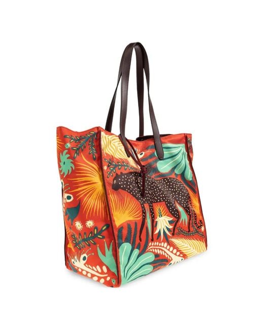 Etro Red X Tabby Booth Unfold Me Cheetah-Print Tote Bag