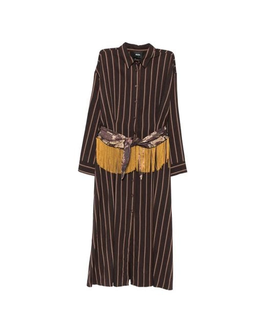 Dixie Brown Robe Mi-Longue Rayée À Franges