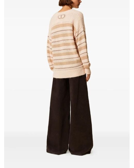 Twinset Gray Wide-Leg Corduroy Trousers
