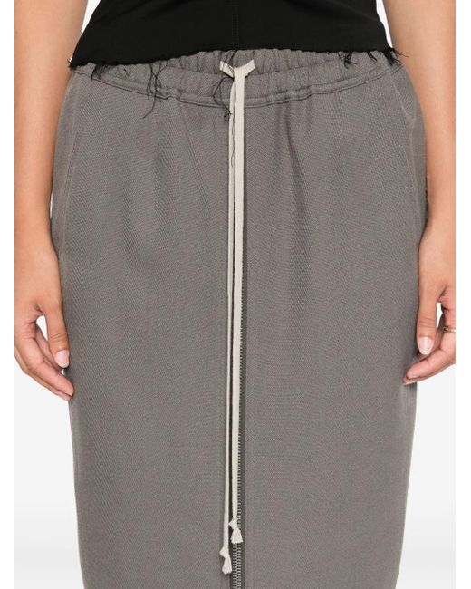 Rick Owens Gray Zip-Front Drawstring Midi Skirt