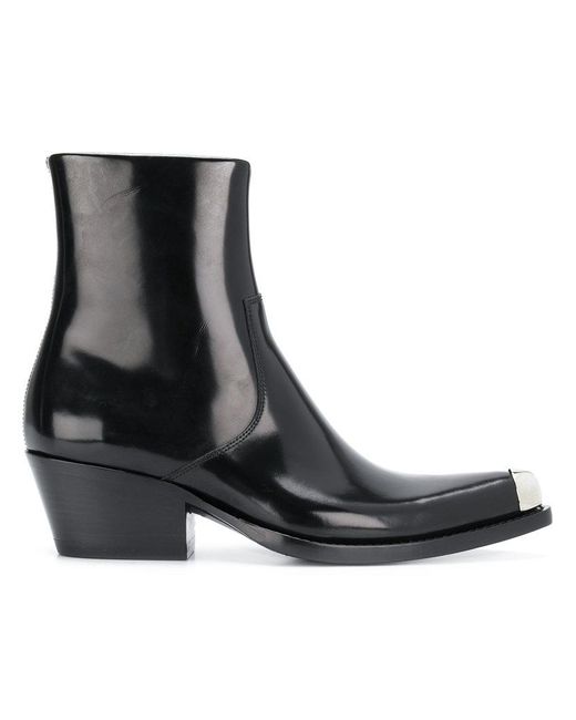 CALVIN KLEIN 205W39NYC Black Steel Toe Cap Ankle Boots