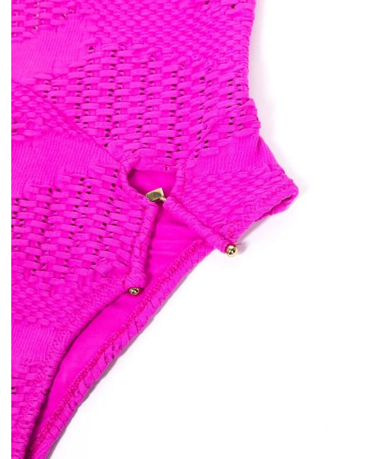 Amir Slama Pink Open-Knit Bandeau One-Piece
