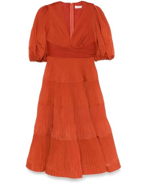 Zimmermann Orange Pleated Mini Dress
