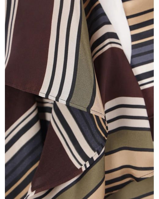 Sacai Gray Striped Ruffled Shirt