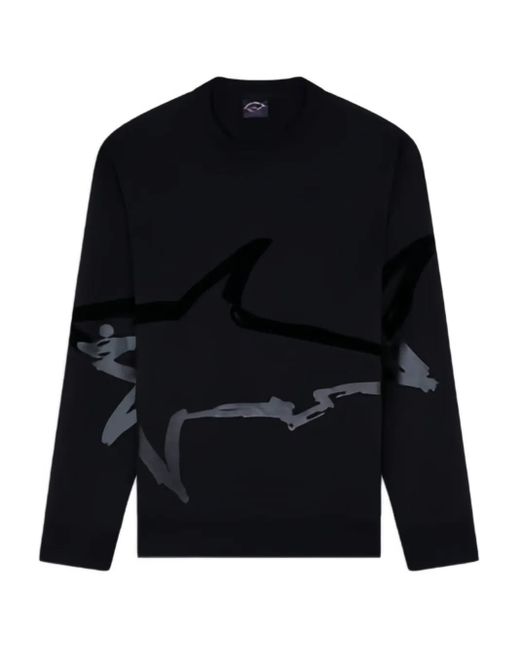 Paul & Shark Blue Shark-Print Sweatshirt for men