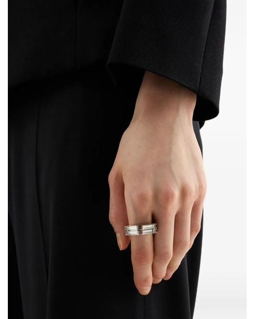 Jil Sander Black Ring Mit Kristallen