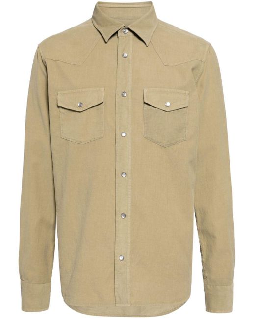 Tom Ford Natural Long-sleeve Corduroy Shirt for men