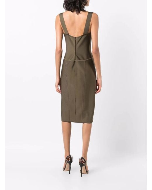 Versace Green Safety Pin-Detail Midi Dress