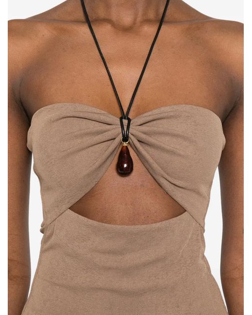 Nanushka Natural Cut-Out Strap Bandeau Top