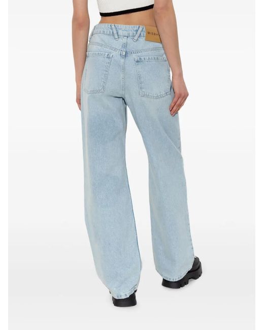 M I S B H V Blue Monogram-Pattern Jeans