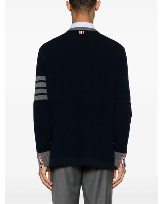 Thom Browne Blue 4-Bar Stripe Wool Jumper for men