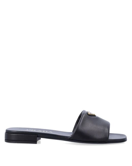 Sandali Slides Con Logo Smaltato di Prada in Blue