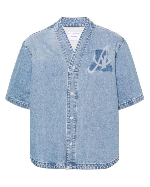 Axel Arigato Blue Logo-print Denim Shirt for men