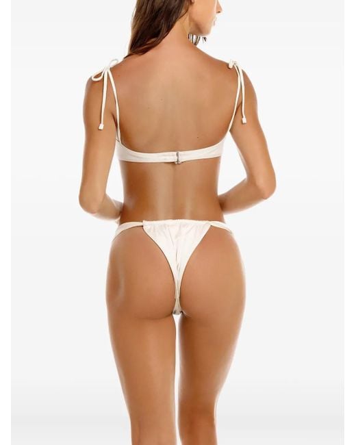 Haut De Bikini Orné De Perles À Détail Noué Agua Bendita en coloris White