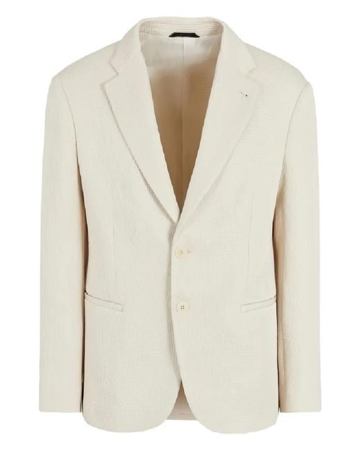 Giorgio Armani White Single-Breasted Textured Blazer for men