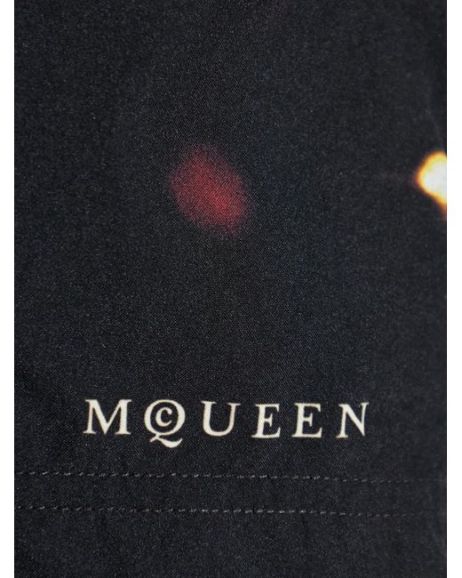 McQueen Blue Patterned Beach Shorts for men