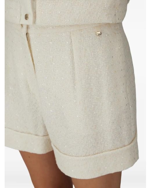 Herno White Tweed Turn-Up Shorts