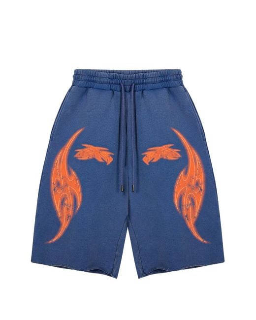 GODMADE Blue Short Vivid À Imprimé Flammes for men