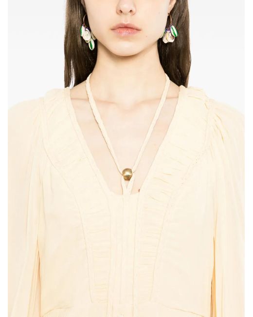Farm Rio White Butter Ruffled Buttoned Maxi Dress