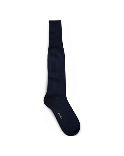 Moorer Blue Ribbed Striped Socks for men