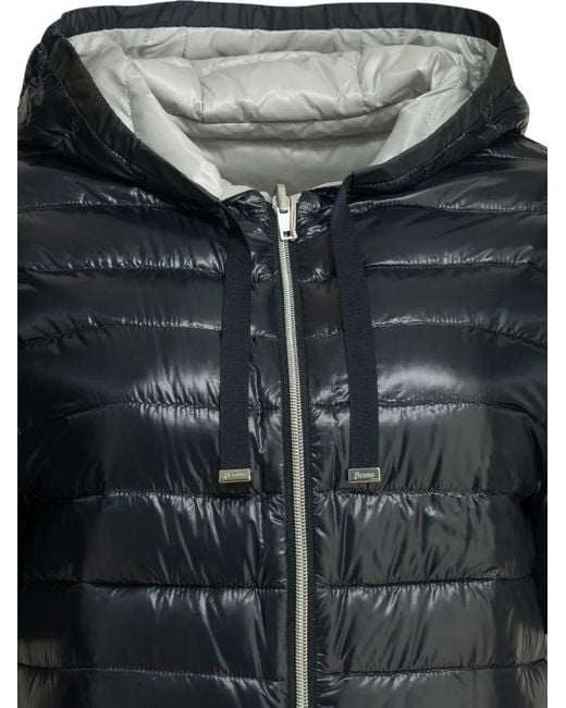 Herno Gray Quilted Hooded Reversible Puffer Jacket